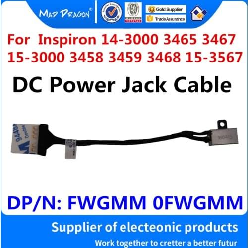 Laptop new DC-IN DC IN Cable DC Power Jack Cable For Dell Vostro 14 3468 Inspiron 15 3465 3467 3567 450.09W05.0001 FWGMM 0FWGMM