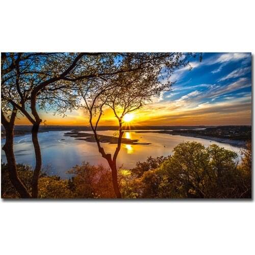 Beautiful Sunset Landscape Paintings on Canvas Wall Art Posters and Prints Natural Scenery Cuadros Picture for Living Room Decor