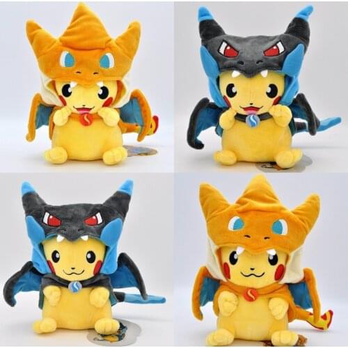 Kawaii Mega Charizard X&Y Cosplay Pikachu Plush Toy Peluche Pokemon Stuffed Animals Doll Kid Christmas Gift Free Shipping