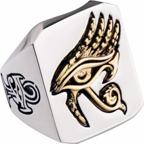 Classic Punk Hip Hop Horus Ring Mens Copper Eye High Quality Metal Ring Fashion Punk Jewelry