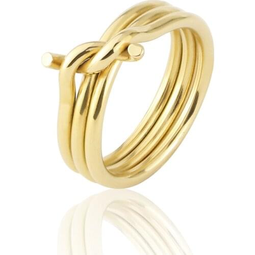 Three Circles Knot shape Rings For Women Titanium Steel Gold Color Ring Fashion Jewelry Wholesale Friend Gifts Anillos Mujer