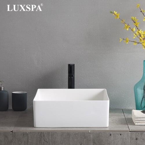 Matt White Square Design Artificial Stone Solid Surface Basin