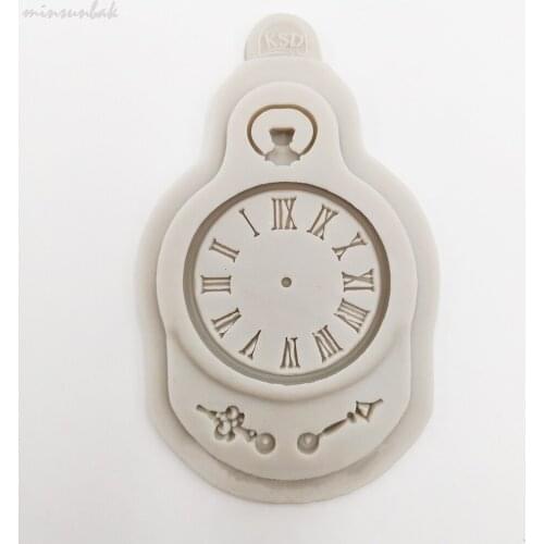 Minsunbak Punk Wind Clock Chocolate Fondant Cake Silicone Mold DIY Baking Tool