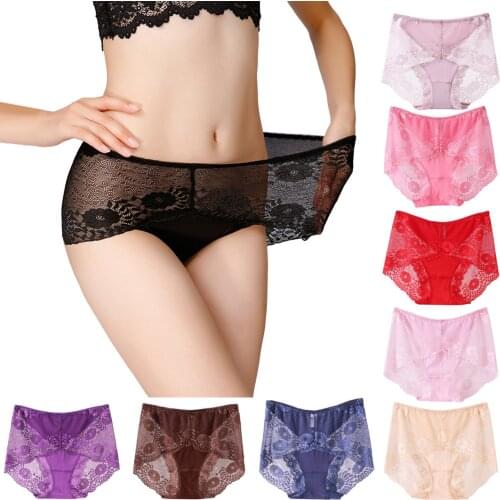 Multicolor Sexy Ladies Transparent Lace Panties Big Size Cotton Hollow Breathable Quality sexy panty Lace embroidery printing T3