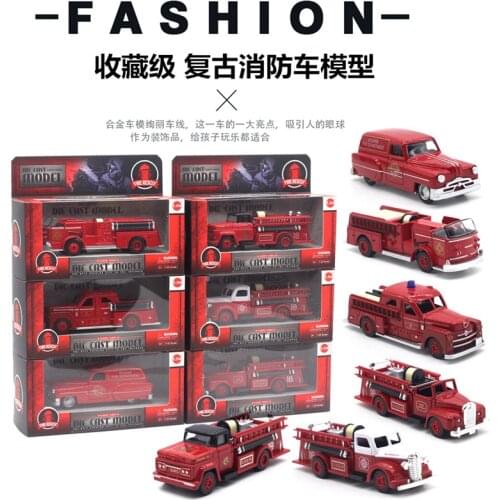 1:43 3Pcs/set Retro Fire Truck Alloy Model Childrens Pull-back Toy Car Alloy Model Simulation Alloy Toy Car Children Gifts
