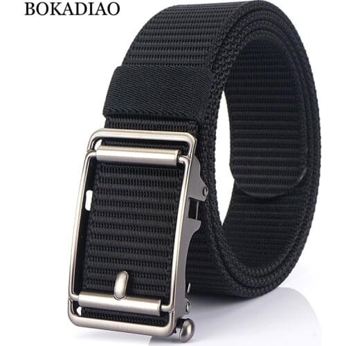 BOKADIAO Men&women Nylon Belt Metal Automatic Buckle canvas belts Outdoor sports Casual jeans waistband Army military male strap