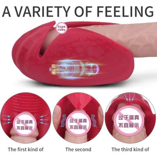 Male Masturbator Cup Realistic Tip of Tongue and Mouth Vagina Pocket Pussy Blowjob Stroker Vibrating Oral Sex Toy S0450