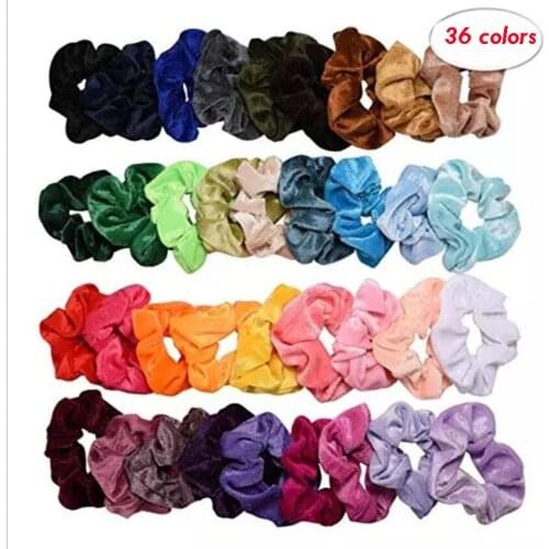 Bulk 72pcs/lot Soft Velvet Satin Hair Scrunchie Solid Grip Loop Holder Stretchy Hair Band Leopard Women Hair Accessories