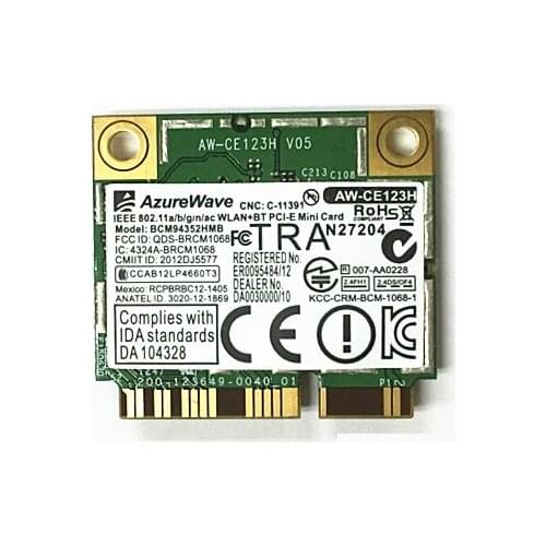 SSEA New AzureWave Broadcom BCM94352HMB BCM94352 802.11ac WLAN 2.4G/5Ghz wifi Bluetooth BT4.0 Half Mini PCI-E Card 867Mbps