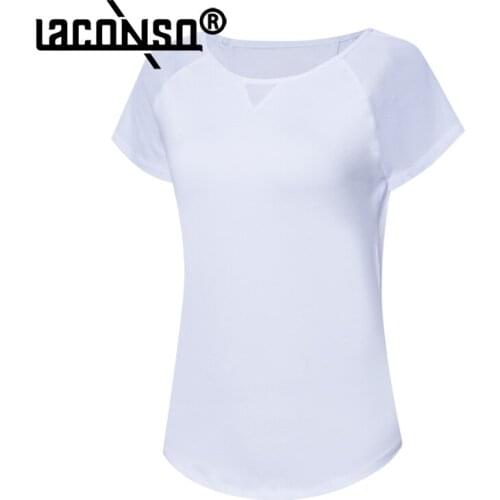 LACONSO New Womens T-shirt Sports Top Tank Jersey Gym Yoga Runing Fitness Sleeve Uniform Summer Original Equipment Retro Train