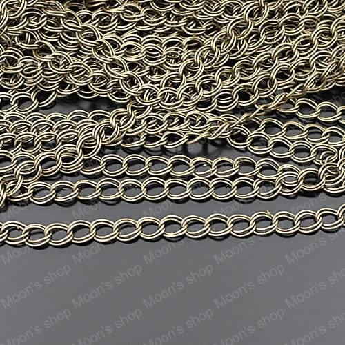 Wholesale Width 6mm Antique Bronze Iron Extended Twisted Chains Double Rings Accessories 5 Meter (JM2739)