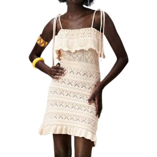 Dress Za Fashion New Elastic Slim Tube Top Sling Women Dress 2021 New Cotton Casual Street Youth Elegant Hollow Women Dress