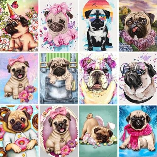 Full Square 5D Diy Diamond Painting Dog Picture Cross Stitch Kit Diamond Embroidery Animal Picture Rhinestone Mosaic Home Decor