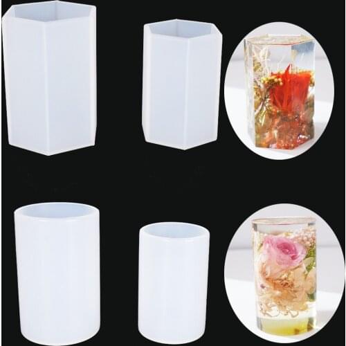Hexagonal Round Cylindrical vase shape Dried Flower Silicone Mold Jewelry craft Making tool DIY UV epoxy resin molds