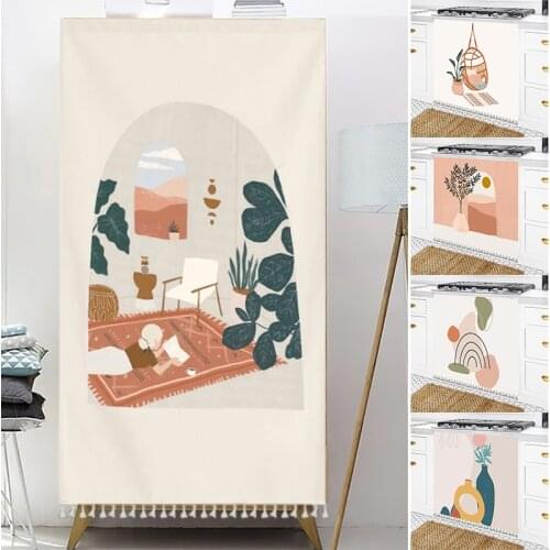 Nordic Style Kitchen Cabinet Curtain Half Curtains With Tassel Decorative Cabinet Dust Cover For Home Living Room Kitchen Decor