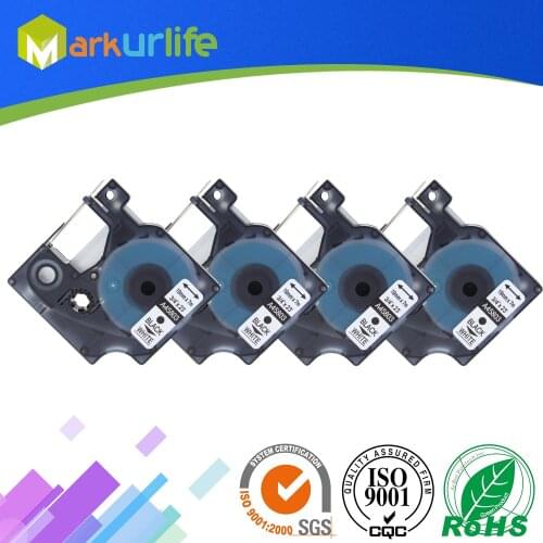 4 PCS 19mm replacement label Self-Adhesive D1 Tape 45803(S072083) for Dymo LabelManager Printer 19mm (1/2") x 7m black on clear