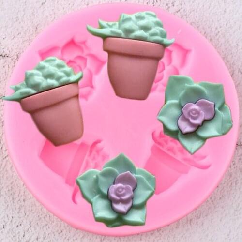Succulent Cactus Silicone Mold DIY Flower Cupcake Topper Fondant Cake Decorating Tools Jewelry Resin Clay Candy Chocolate Mould
