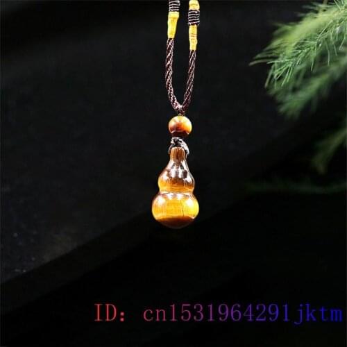 Tiger Eye Gourd Pendant Jade Jewelry Necklace Fashion Jadeite Charm Carved Gifts Amulet Gemstone Natural Chinese