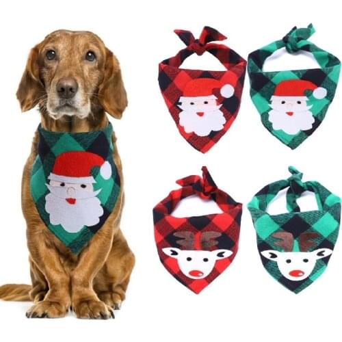 Christmas Pet Dog Triangle Bandanas Xmas Design Large Dog Scarf Collar Neckerchief Puppy Dogs Pet Bow Ties Slobber Towel Clothes