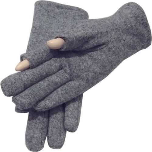 Winter Female Warm Cashmere Cycling Mittens Thick Plush Women Half Finger Touch Screen Driving Black Typing Play Games Glove J71