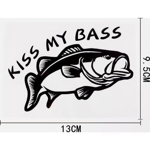 13CMX9.5CM Fun Animal Fish Kiss My Bass Vinyl Car Sticker Decal Black/Silver 8C-0161