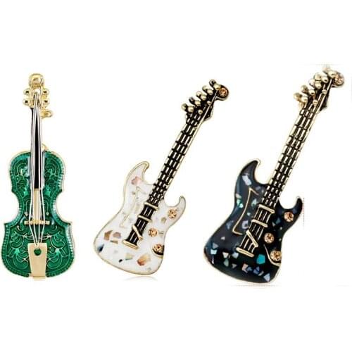 30 pcs/lot free shipping Multi Style Vintage Jewelry Enamel Music Instrument Guitar Brooch Pin