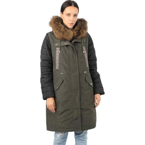 Women Down Jacket Real Fur Female Cotton Coat Outwear Windproof Quilted Brand Quality Warm Waterproof Hood Ladies Clothes 17-63