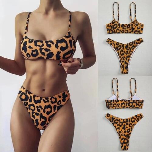 Woman bikini suit summer sexy sling tube top leopard print bikini split swimsuit Multiple yards and high quality пляжное платье
