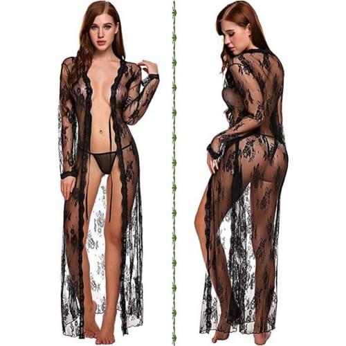 Lingerie For Women Pareo Beach Swimsuit Cover Up Sexy Swimwear Beach Dress Long Lace Dress Sheer Gown See Through Kimono Robe