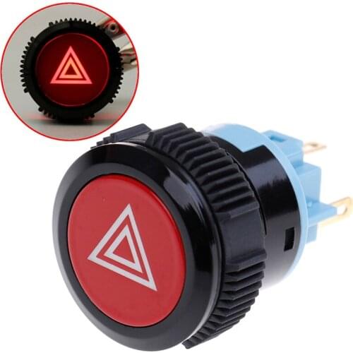 12V/24V 22mm Device Switch Car Button Double Flash Switch Start Button With Light Self-Locking Warning Symbol Button