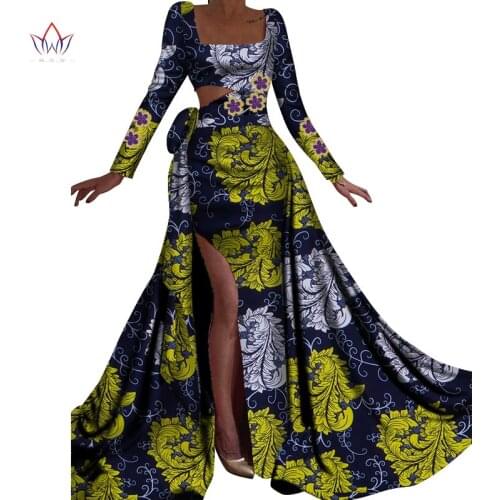 2021 Spring Afriac Dresses for Women Dashiki Floor-Length Patchwork Traditional Plus Size African Clothing Party Dress WY4474