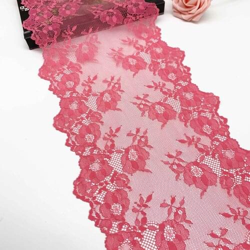 3y/lot 22cm Exquisite Peach Blossom Stretch Lace Trim For Lingerie Sewing Craft DIY Apparel Fabric Lace Dress Garment Accessory