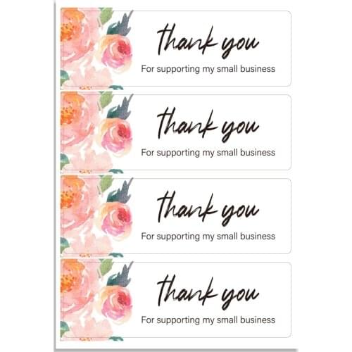 3 Styles Floral Thank You Sticker for Supproting Business Package Decoration Labels Sticker Wedding Gift Decor Stationery Supply