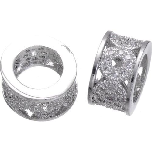 Bracelet And Necklace Jewelry Accessory Micro Pave Jewelry Findings Filled Big Hole Round Spacer Beads 5pcs CHF156