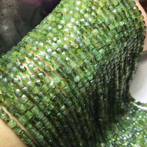 AAAA LOOSE BEADS GREEN Apatite square Faceted 4/5mm Wholesale for DIY jewelry necklace 36cm