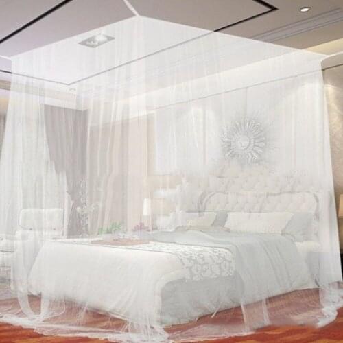 White Four Corner Outdoor Camping Mosquito Canopy Net with Storage Bag Insect Tent Protection Bedroom Full Netting MJ72202