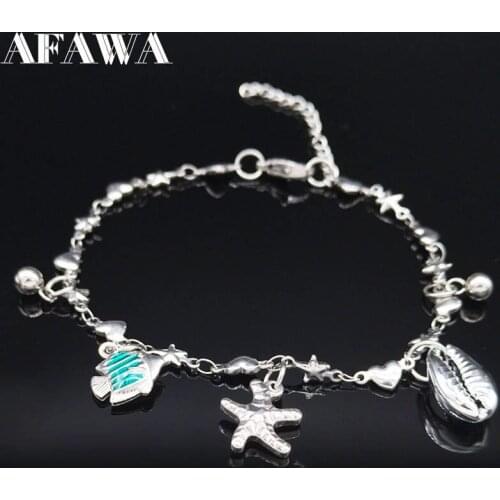 Boho Peace Sign Silver Color Stainless Steel Anklets Foot Bracelet Women Heart Foot Chain Beach Jewelry plata para mujer A612256