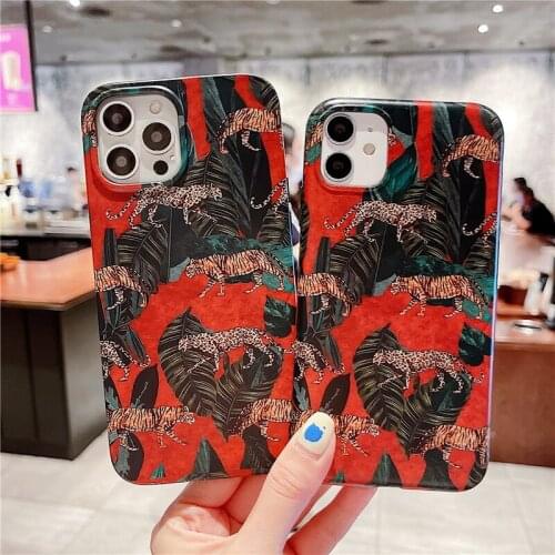 Jungle cheetah red cover for iphone 12 11 Pro Max phone case Iphone11 7 8 Plus 12 Mini X Xs Xr leopard silicone protector funda
