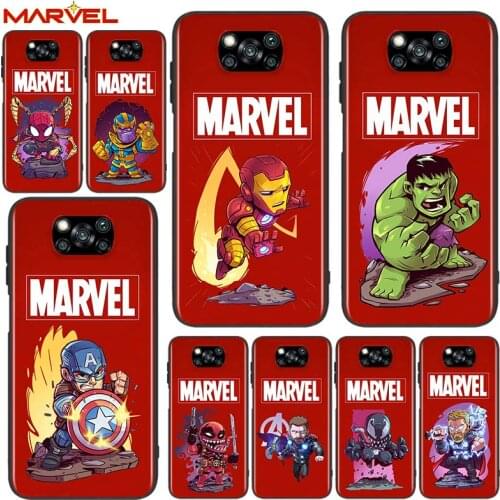 Marvel hero cute cartoon for Xiaomi Poco X3 NFC X2 M3 M2 F2 F3 Pro C3 F1 A2 Lite Mix3 Play Silicone Soft Black Phone Case
