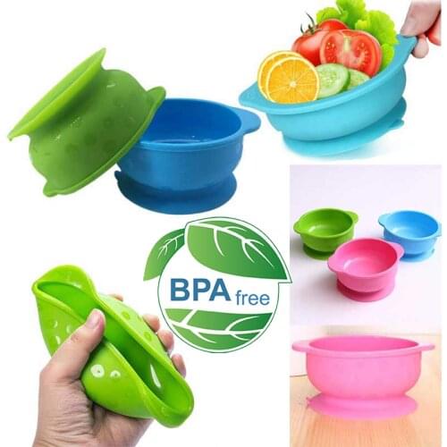 Kids Children Baby Plate 100% Silicone Dishes Bowl With Suction Cup Silicone Feeding Food Plate Tray Dishes For Baby Toddler