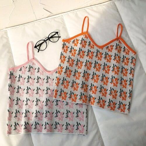 Women Tanks Tops Womens Pattern Camisole 2021 Spring Knitted Vest Camis Crop Top For Women