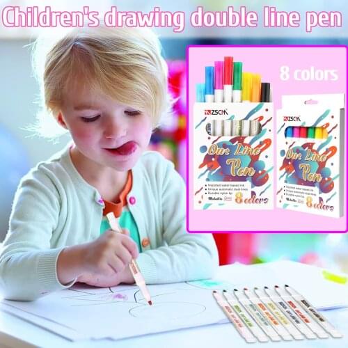 Glitter Color Fluorescent Marker Metal Color Pen Double Line Pen 8pc/set 5ml