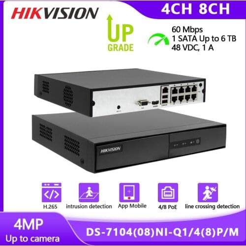 Hikvision 8 Channel NVR DS-7108NI-Q1/8P/M 4MP IP Camera Recorder H.265+ SATA 2/4TB HDD Support 8 POE Monitor CameraPlug and Play