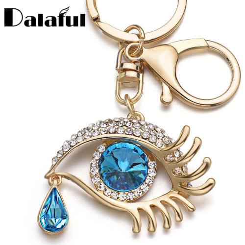 Exquisite Eye Tear Drop Key Chains Rings Holder Beautiful Blue Angel Eyes Bag Pendant For Car Keyrings KeyChains K294 New