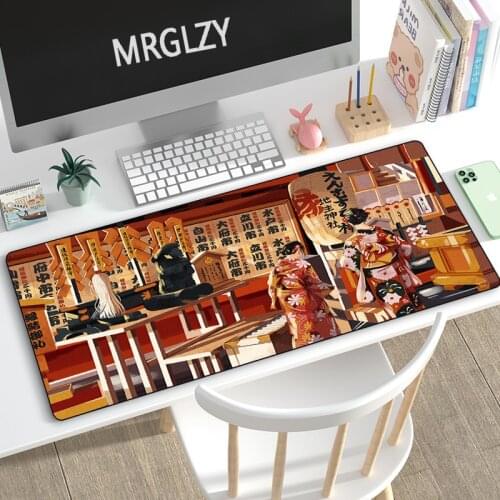 Japanese-style Anime Gaming Mouse Pad Genshin Impact XL Large Desk Mat Laptop Gamer Mousepads Mouse Mats for Mechanical Keyboard