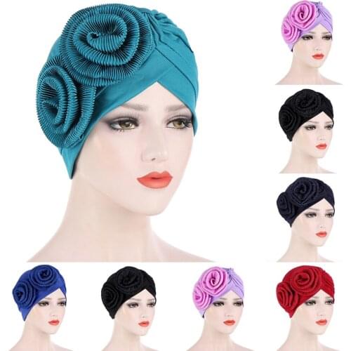 Muslim fashion Headscarf Hat Turban Hijab Head Cover Wrap Women Scarf Bonnet Chemo Cap Hair Loss Bandana Headwear New India Hat