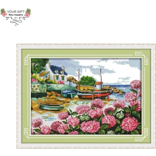 Joy Sunday F768 Free Shipping Counted and Stamped Home Decor Beautiful Seaside Needlepoints Embroidery Cross Stitch Kits