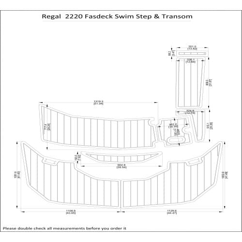 Regal Fasdeck 2220 Swim Step & Transom Pad Boat EVA Teak Decking 1/4" 6mm