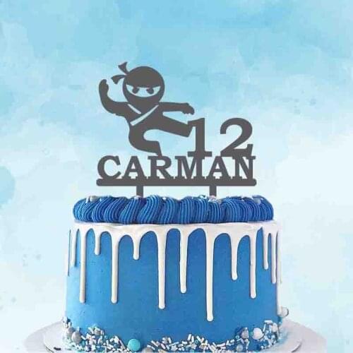 Personalized Birthday Cake Topper Custom Name Age Cartoon Idol Masked Hero Super Man Topper For Birthday Party Cake Decoration