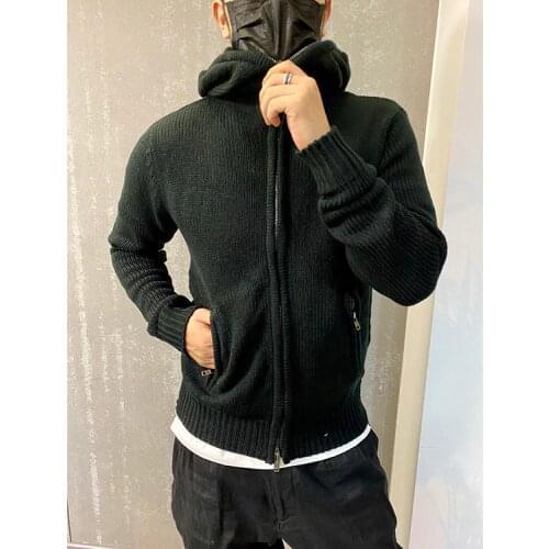 Thick warm mens slim design hat sweater sweater coat mens hooded cardigan sweater j208